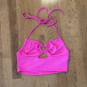 Pink Halter Tie Crop Top